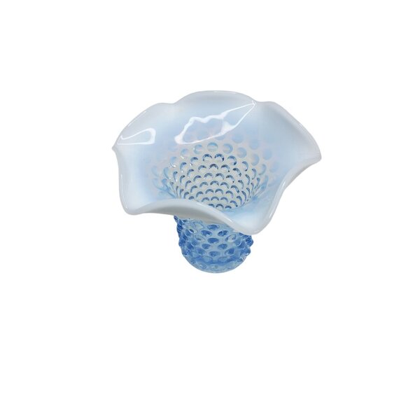 vintage 1980s fenton style blue,white glass hobnail vase - Picture 6 of 8